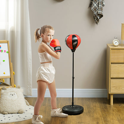 AIYAPLAY Punching Ball para Crianças acima de 5 anos Kit de Boxe para Crianças com Luvas de Boxe Altura Ajustável 68-102 cm e Base Preenchível Vermelho