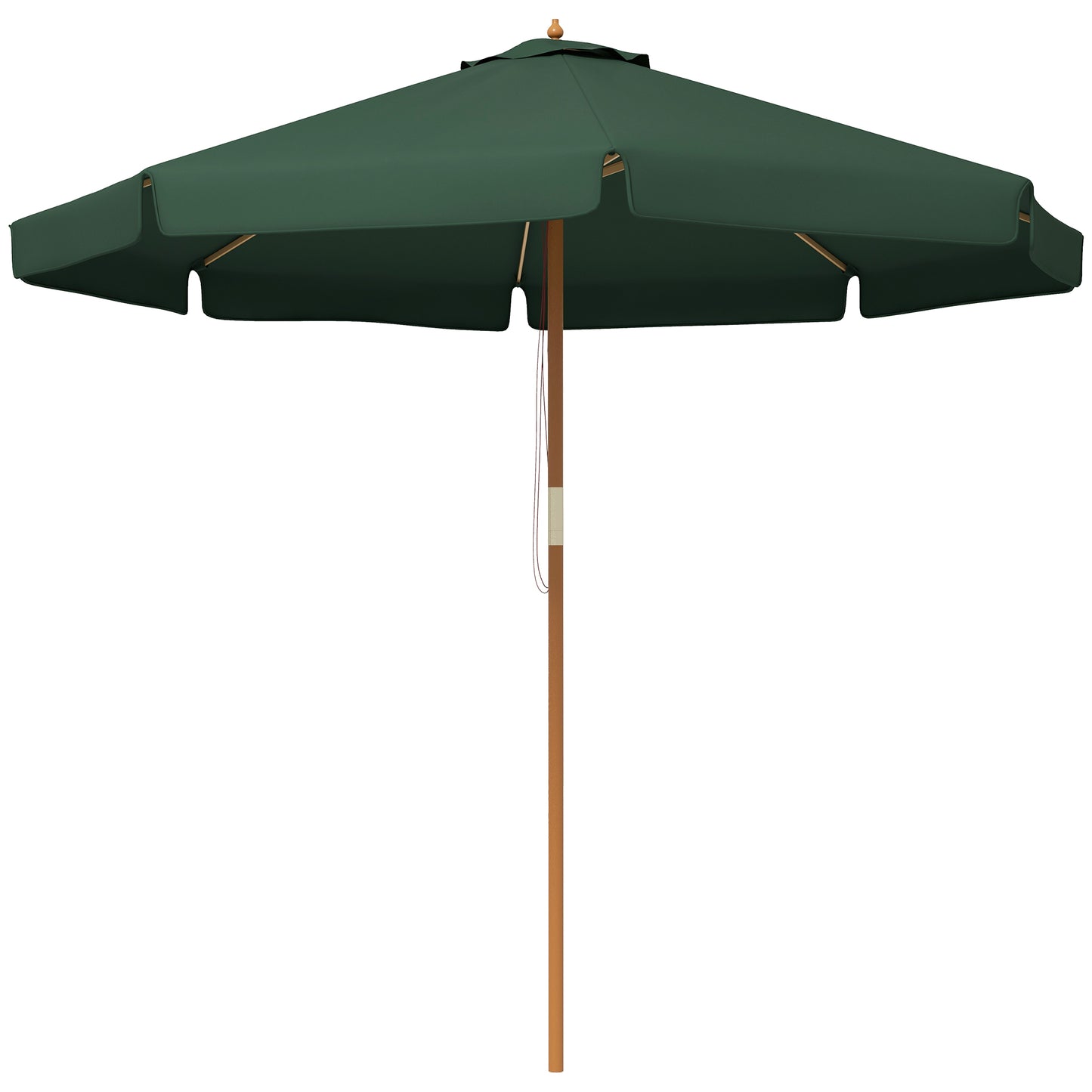 Outsunny Chapéu de Sol de Jardim Ø325x250 cm Chapéu de Sol de Madeira com Sistema de Polea Teto com Ventilação e 8 Hastes de Bambú para Terraço Balcão Exterior Verde