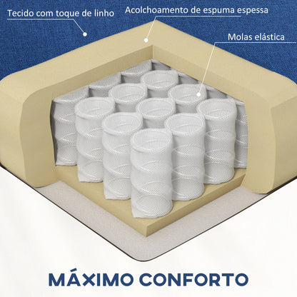 HOMCOM Poltrona Relax Reclinável até 155° Poltrona Reclinável Manual Estofado em Tecido Carga Máxima 150 kg para Pessoas com Altura Inferior 195 cm 67x87x98 cm Azul Escuro