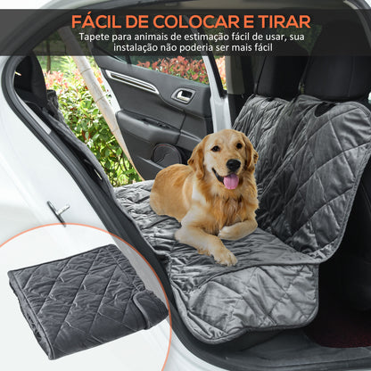 PawHut Capa de Assento de Carro para Cães Coberta Protetora para Animais de Estimação Antiderrapante e Aberturas para Cinto de Segurança Fácil de Instalar e Limpar 160x145cm Cinza