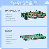 HOMCOM Mesa Multi Jogos para Crianças acima de 7 Anos Mesa de Jogos 6 em 1 Dobrável Bilhar Matraquilho Ping Pong Lançamento de Anéis Hóquei no Gelo e Air Hóquei 118x104x71cm Multicor