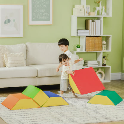 HOMCOM Conjunto de 5 Blocos para Crianças de 18-36 Meses Brinquedo de Construção para Aprendizagem Infantil 48x48x48cm Multicor