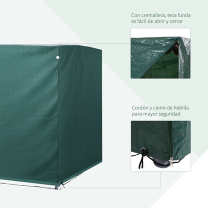 Outsunny Capa Protetora para Baloiço de Jardim de 3 Lugares 215x155x150cm Impermeável com Zíper Cobertura para Móveis de Exterior Verde