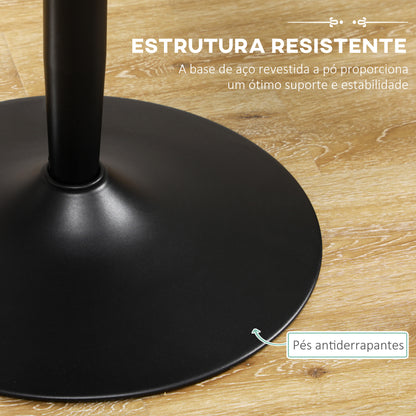 HOMCOM Mesa de Cozinha Redonda Mesa de Jantar Moderna para 2 Pessoas com Base de Aço e Almofadas Antiderrapantes Ø80x75 cm Preto