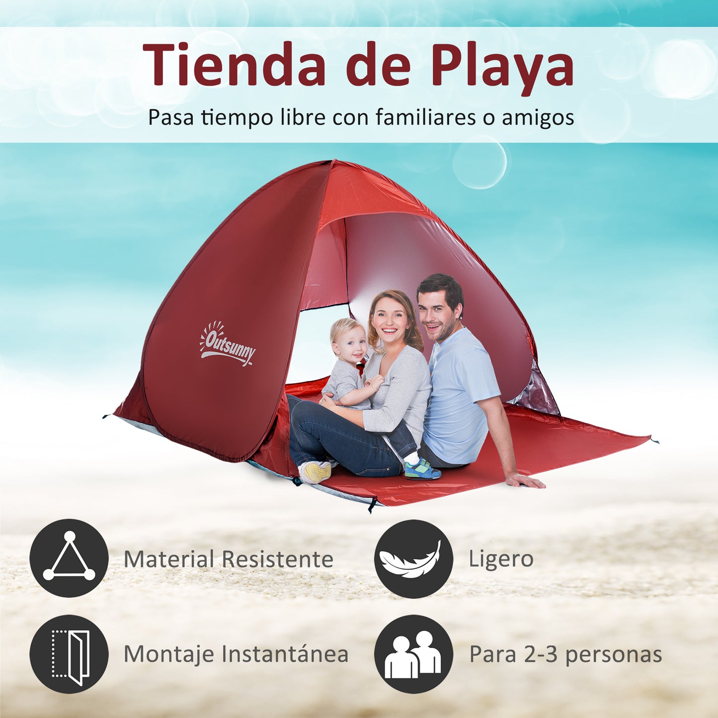 Outsunny Tenda Pop-up Instantâneo e Portátil com Janelas Protetoras para Piquenique, Praia e Camping com Proteção UV