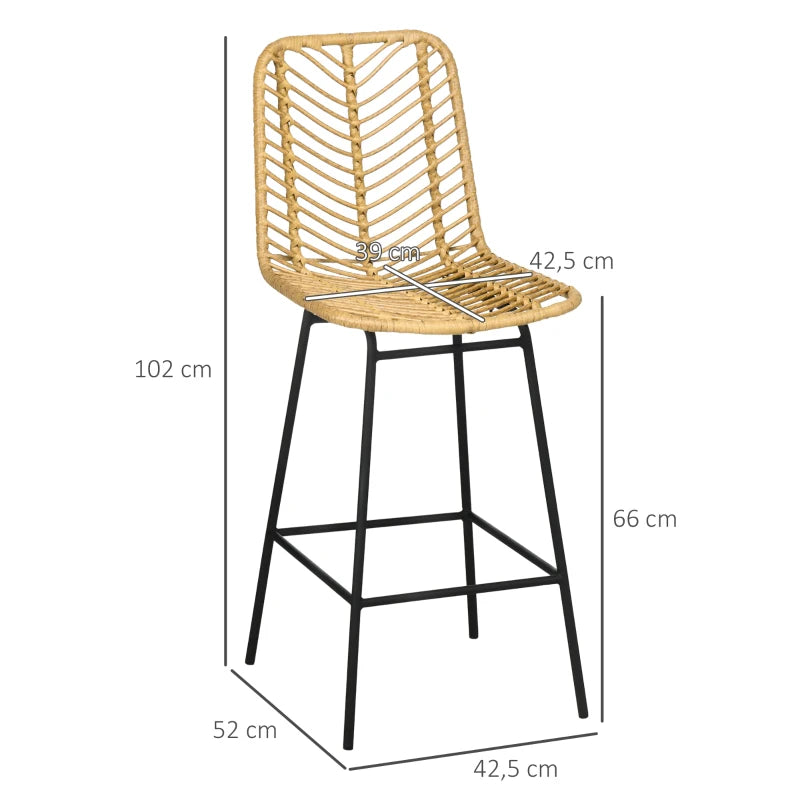 Conjunto de 2 Bancos Altos de Bar Cardini em Vime - Design Natura