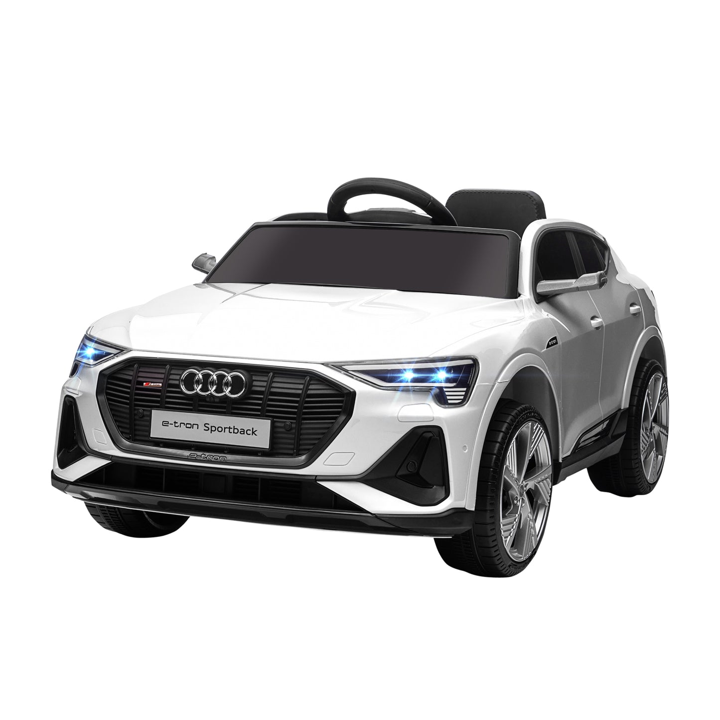 HOMCOM Carro Elétrico Audi E-Tron 12V para Crianças acima de 3 Anos com Controle Remoto Faróis Buzina Música MP3 TF USB e Abertura da Porta 3-8km/h 108x60x47cm Branco