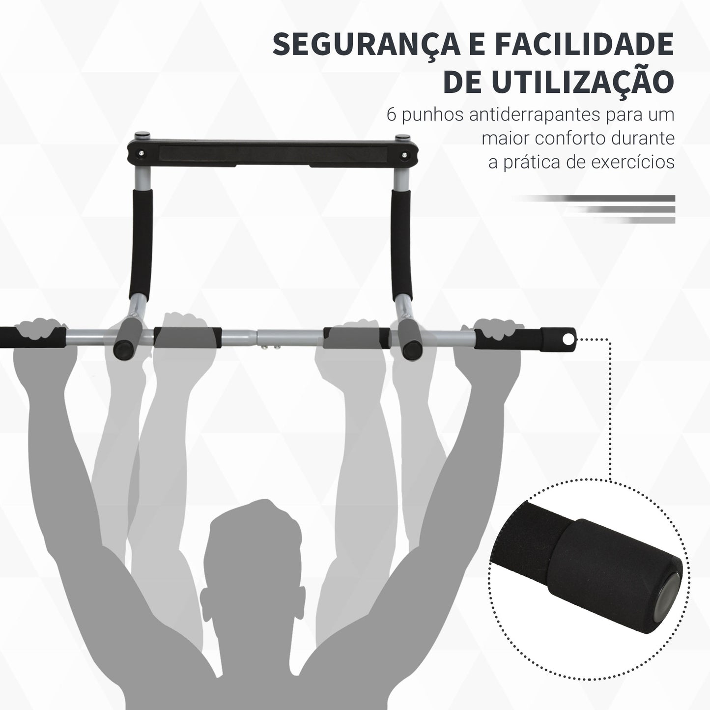 HOMCOM Barra de Elevação para Porta Barra de Pull Up para Exercícios de Treino em Casa Carga Máxima 110 kg 92x40x17 cm Preto