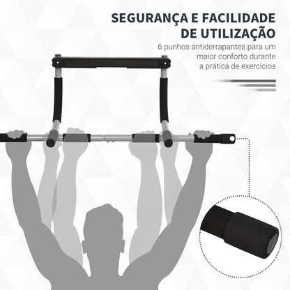 HOMCOM Barra de Elevação para Porta Barra de Pull Up para Exercícios de Treino em Casa Carga Máxima 110 kg 92x40x17 cm Preto