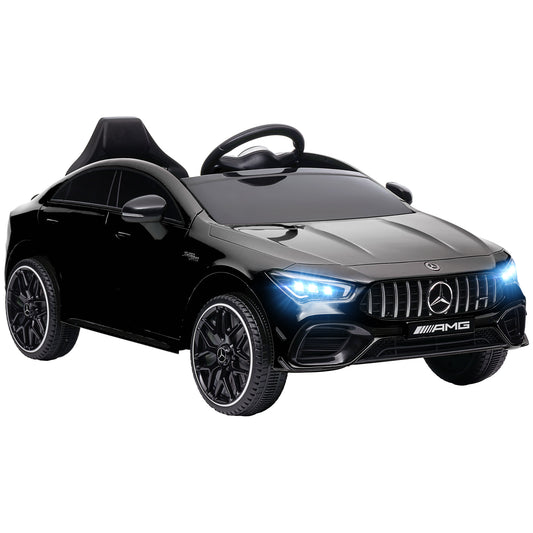 AIYAPLAY Carro Elétrico para Crianças acima de 3 Anos Carro Mercedes AMG CLA 45 Carro Elétrico Infantil com Bateria 12V Controlo Remoto Faróis LED Buzina Música e Rodas Auxiliares 110x61x45 cm Preto