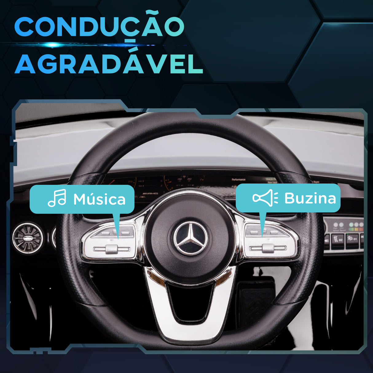 AIYAPLAY Carro Elétrico para Crianças acima de 3 Anos Carro Mercedes AMG CLA 45 Carro Elétrico Infantil com Bateria 12V Controlo Remoto Faróis LED Buzina Música e Rodas Auxiliares 110x61x45 cm Preto