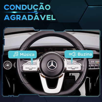 AIYAPLAY Carro Elétrico para Crianças acima de 3 Anos Carro Mercedes AMG CLA 45 Carro Elétrico Infantil com Bateria 12V Controlo Remoto Faróis LED Buzina Música e Rodas Auxiliares 110x61x45 cm Preto