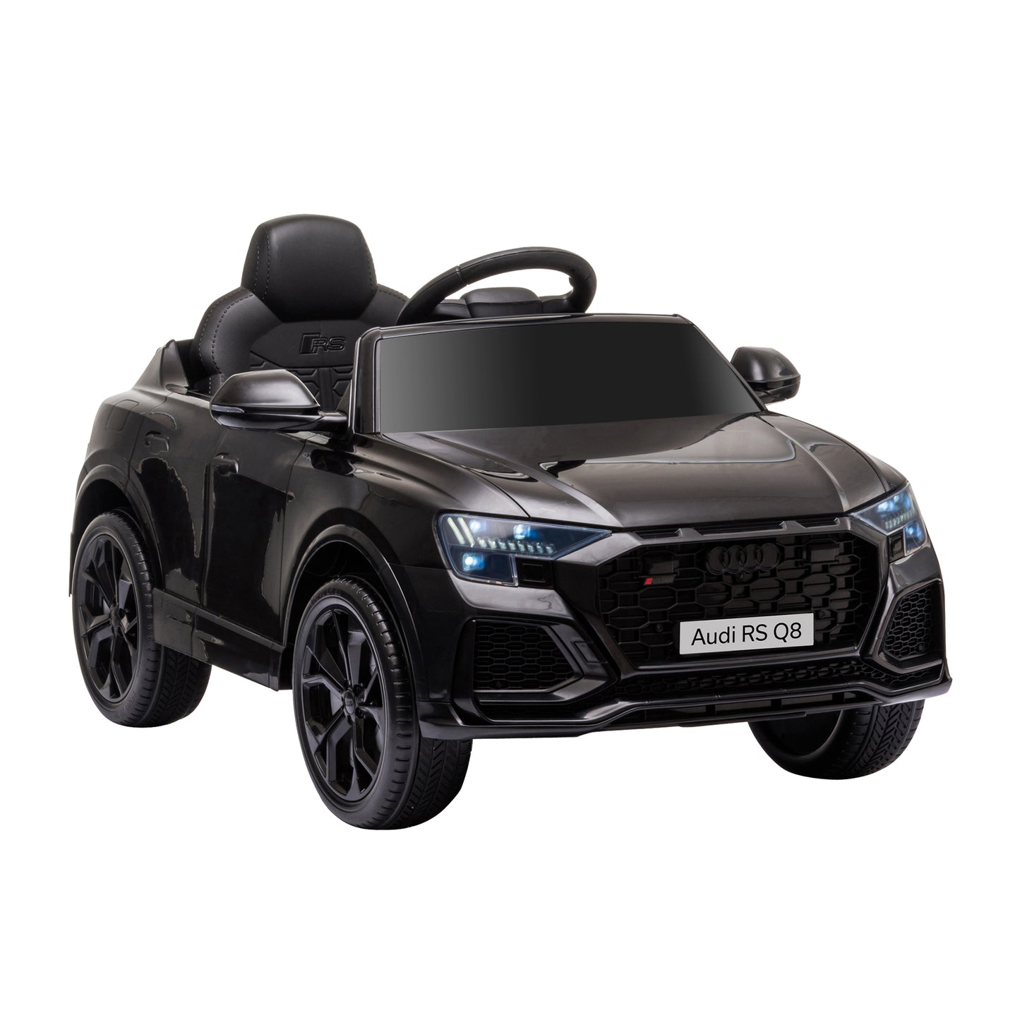 HOMCOM Carro Elétrico Infantil acima de 3 anos Licença Audi RS Q8 com Bateria 6V Controle a Distância Música MP3 Buzina e Luzes Velocidade Máx. 3km/h 101x62x51cm Preto