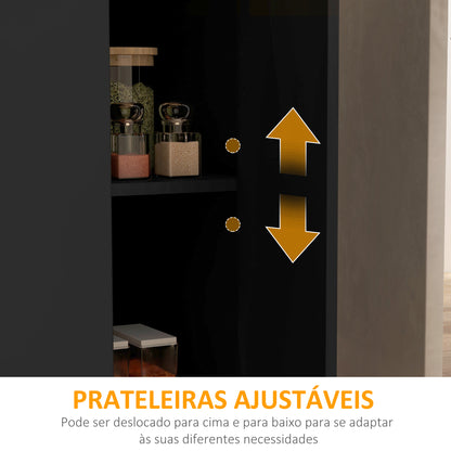 HOMCOM Ilha de Cozinha Móvel Auxiliar de Cozinha com 2 Prateleiras Abertas 2 Portas e Prateleiras Ajustáveis Estilo Moderno Capacidade 100 kg 105x60x82 cm Preto e Carvalho