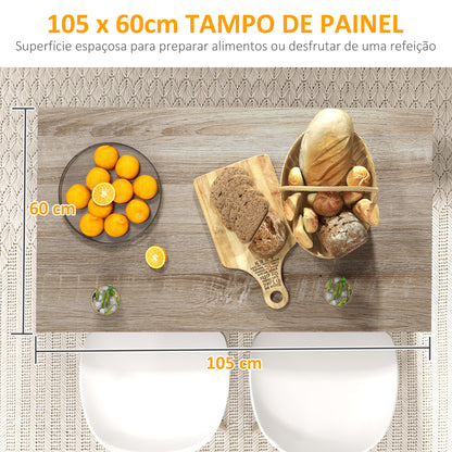 HOMCOM Ilha de Cozinha Móvel Auxiliar de Cozinha com 2 Prateleiras Abertas 2 Portas e Prateleiras Ajustáveis Estilo Moderno Capacidade 100 kg 105x60x82 cm Preto e Carvalho