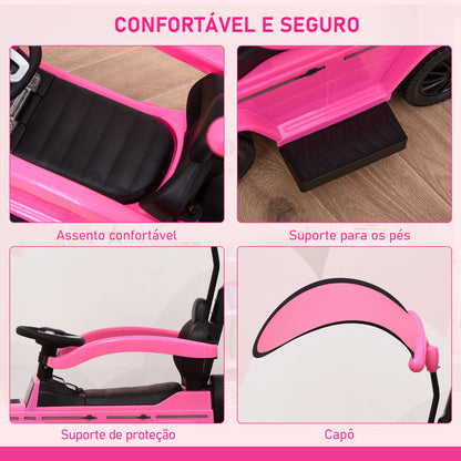 HOMCOM Carro de Passeio Carro Andador para Crianças acima de 12 Meses Mercedes G350 com Buzina Capô Removível Encosto e Suporte de Proteção 85,5x40,5x95 cm Rosa