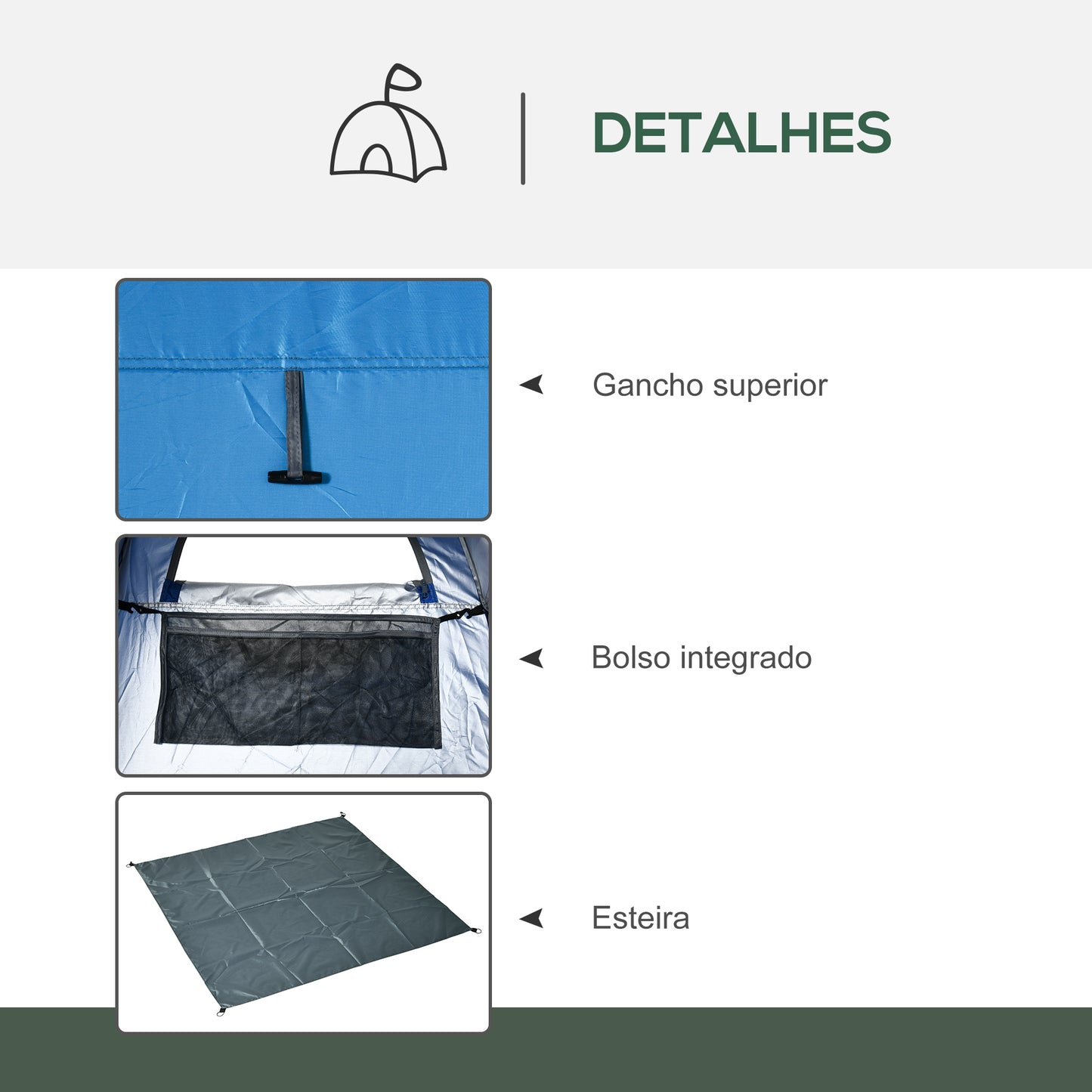 Outsunny Tenda de Duche Tenda de Privacidade Portátil com 1 Gancho Bolso Bolsa de Transporte e UV20+ para Duche Trocador Sanita 126x124x189 cm Azul