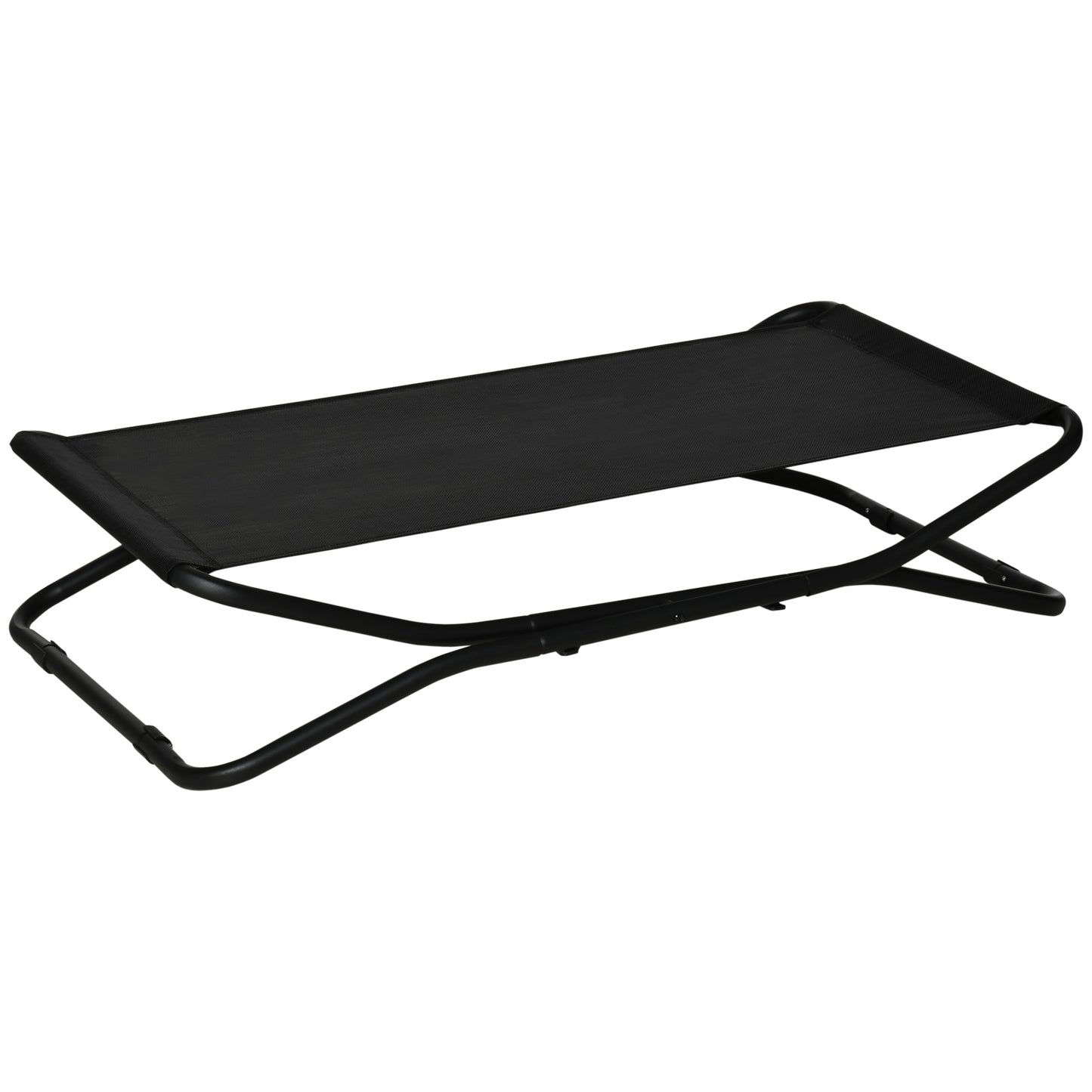 PawHut Cama Elevada para Cães Dobrável Cama para Animais de Estimação Pequenos e Médios com Tecido de Malha Respirável Estrutura de Aço para Interior e Exterior 111x65,5x19cm Preto