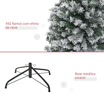 Árvore de Natal 180 cm Árvore de Natal Artificial Nevado com 492 Ramos e Suporte de Metal Árvore de Natal para Sala de Estar Verde e Branco