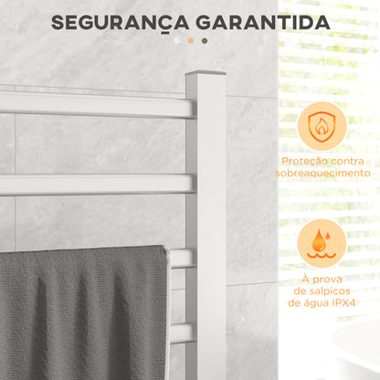 HOMCOM Toalheiro Elétrico de Parede ou Solo 150 W Aquecedor de Toalhas de Liga de Alumínio com Função de Temporizador e 8 Barras para Casa de Banho 53x35x90 cm Prata