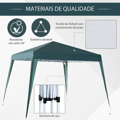 Outsunny Tenda Dobrável 297x297x250 cm Tenda para Jardim Campismo Festas Eventos Aço e Oxford Verde