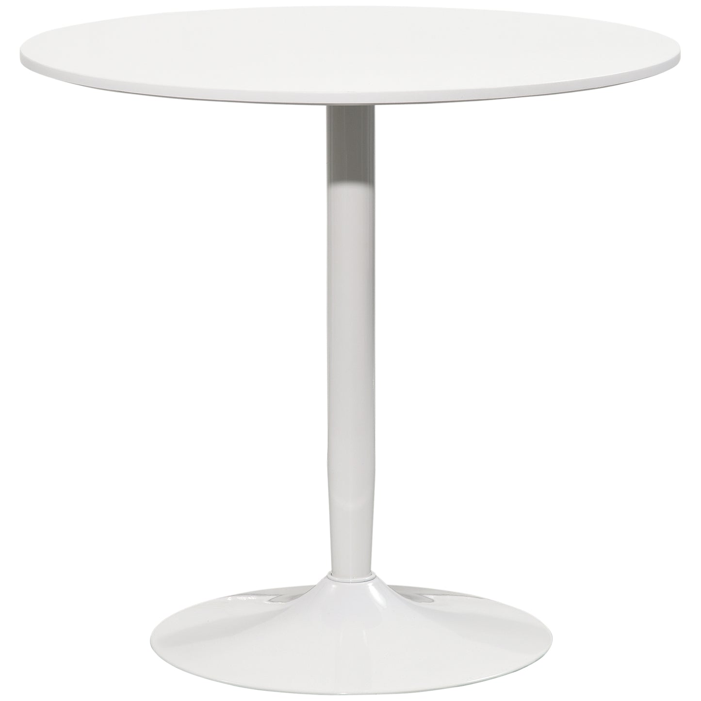 HOMCOM Mesa de Cozinha Redonda Mesa de Jantar Moderna para 2 Pessoas com Base de Aço e Almofadas Antiderrapantes Ø80x75 cm Branco