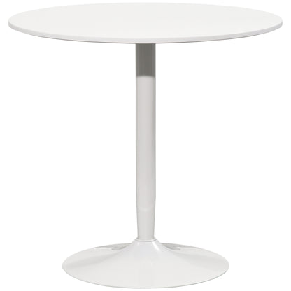 HOMCOM Mesa de Cozinha Redonda Mesa de Jantar Moderna para 2 Pessoas com Base de Aço e Almofadas Antiderrapantes Ø80x75 cm Branco