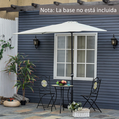 Outsunny Meia chapéu de sol 230x130x245 cm chapéu de sol para Parede Jardim com Manivela e Vara Metálica Ø38 mm Terraço Varanda Creme