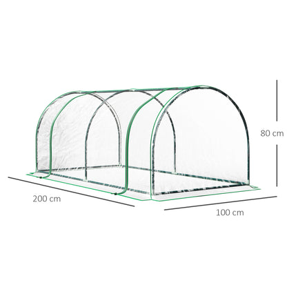 Outsunny Estufa 200x100x80cm para Jardim Terraço Cultivo de Plantas Estufa com Estrutura de Aço Cobertura PVC Transparente