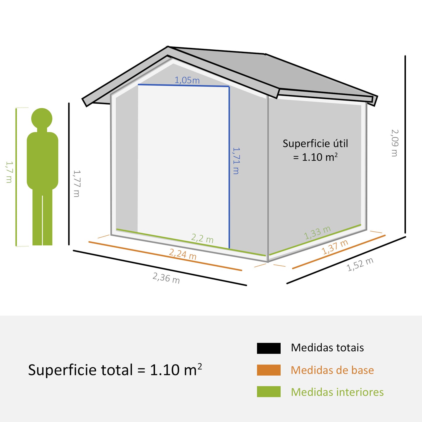 Outsunny Abrigo de Jardim Exterior 3 m² 152x235,7x208,7 cm Abrigo de Jardim Metálico com 2 Portas de Correr e 4 Janelas de Ventilação para Armazenamento de Ferramentas Madeira e Marrom