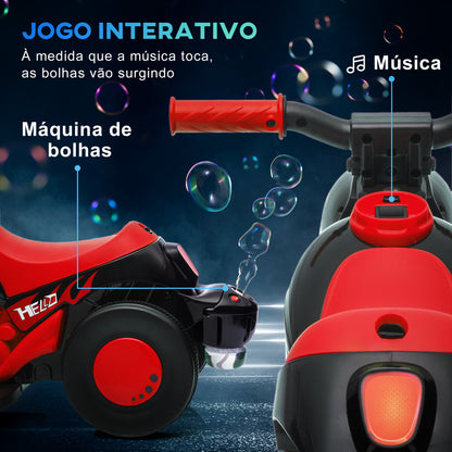 AIYAPLAY Mota Elétrica para Crianças Acima de 2 Anos Mota a Bateria para Crianças 6V com Função de Fazer Bolhas Farol Música Motocicleta para Crianças com Velocidade 3km/h Carga 30 kg Vermelho