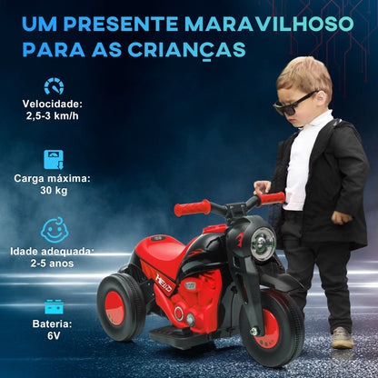 AIYAPLAY Mota Elétrica para Crianças Acima de 2 Anos Mota a Bateria para Crianças 6V com Função de Fazer Bolhas Farol Música Motocicleta para Crianças com Velocidade 3km/h Carga 30 kg Vermelho