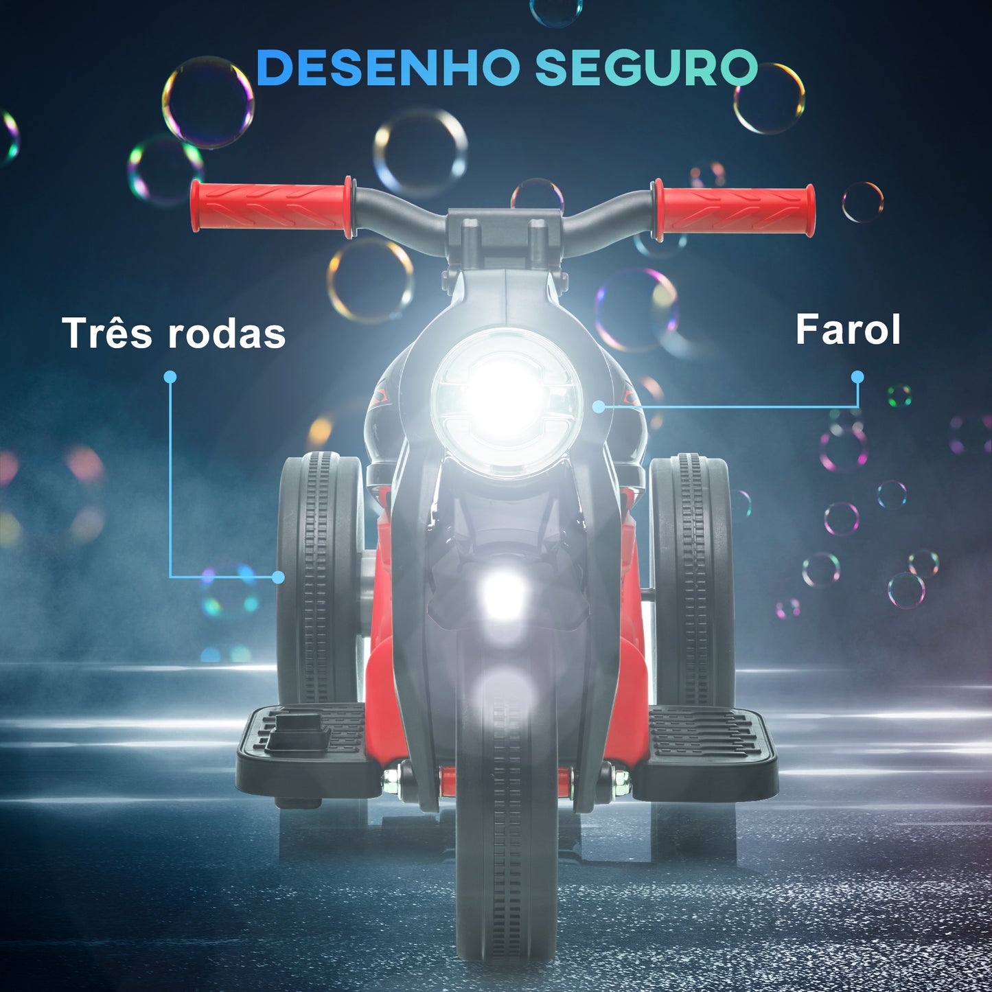 AIYAPLAY Mota Elétrica para Crianças Acima de 2 Anos Mota a Bateria para Crianças 6V com Função de Fazer Bolhas Farol Música Motocicleta para Crianças com Velocidade 3km/h Carga 30 kg Vermelho