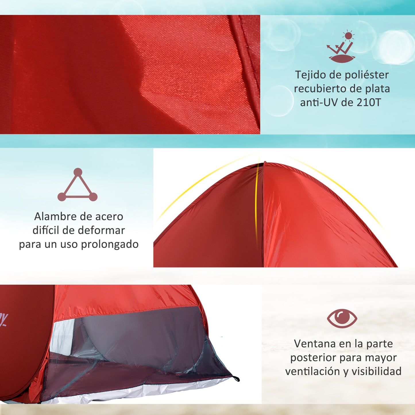 Outsunny Tenda Pop-up Instantâneo e Portátil com Janelas Protetoras para Piquenique, Praia e Camping com Proteção UV