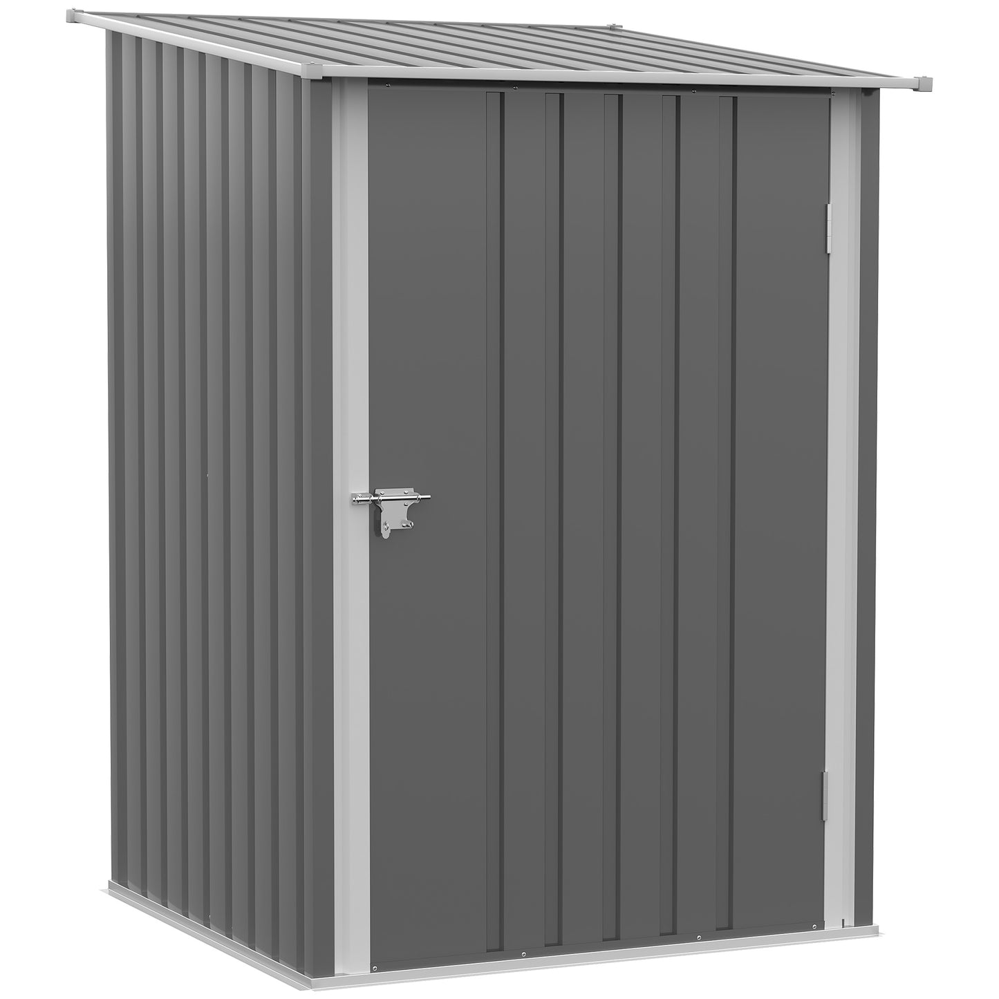 Outsunny Abrigo de Jardim 0,92 m² 100x103x160 cm Abrigo Exterior de Aço Galvanizado com Porta Fechadura e Teto Inclinado para Armazenamento de Ferramentas Cinza