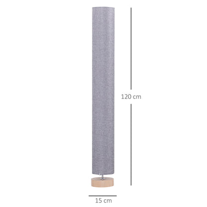 HOMCOM Candeeiro de Pé Moderno Candeeiro de Sala 40 W E27 com Cobertura de Linho e Estrutura de Metal para Quarto Ø15x120 cm Cinza