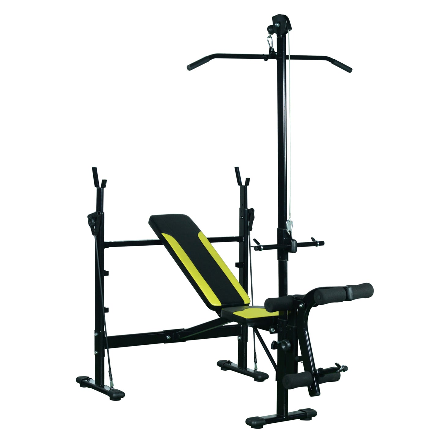 HOMCOM Banco de peso reclinável multifuncional para treinamento e musculação 175x110x202 cm preto