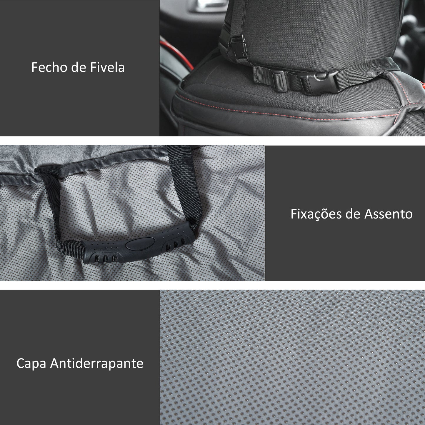 PawHut Capa de Assento Dianteiro de Carro para Cães Protetor Antiderrapante com Fixação e Correia Envolvente para Caminhões Furgões SUV 105x46cm Cinza