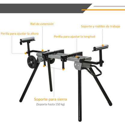 DURHAND Suporte universal para serra de esquadria dobrável com distância de trabalho ajustável, fácil de transportar e armazenar 123,5-245x73x96 cm Preto