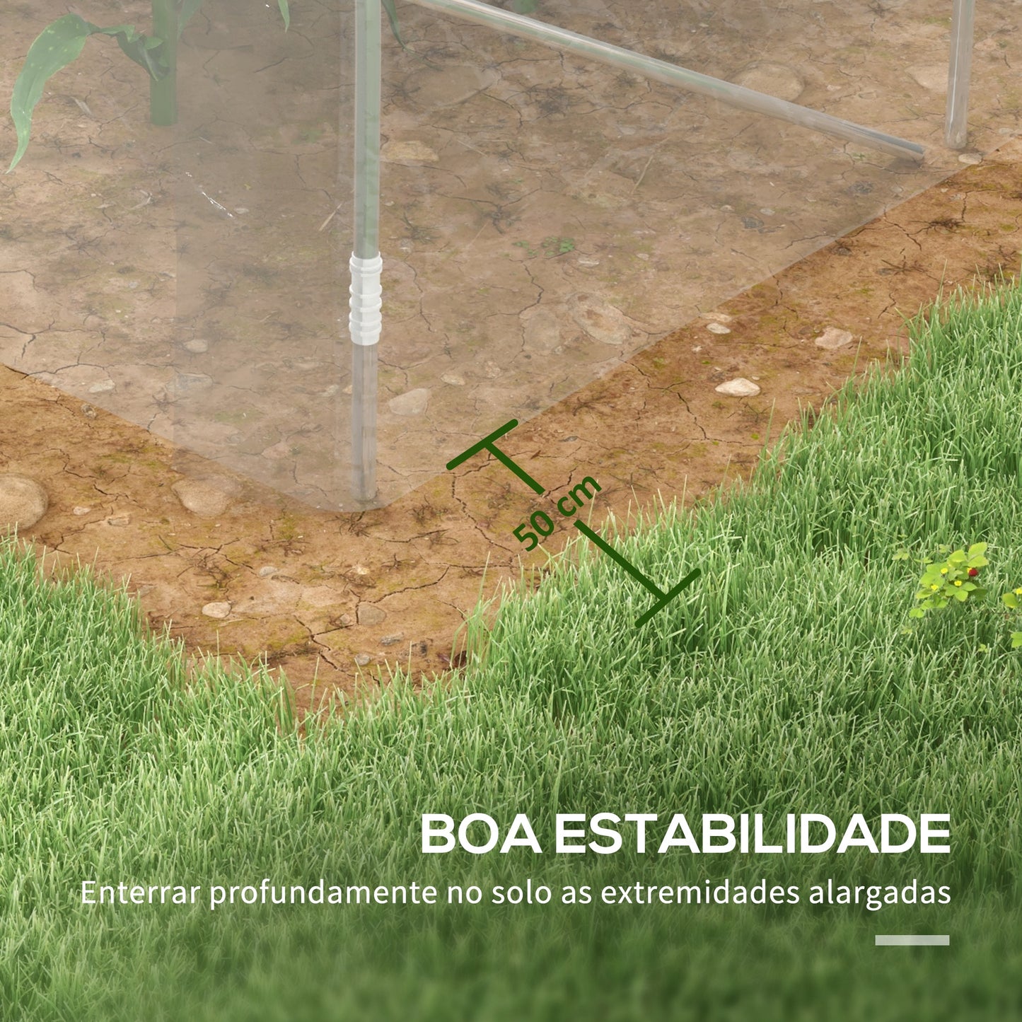 Outsunny Estufa de Túnel 4x3x2 m Estufa de Jardim com 2 Portas Estufa para Horticultura com Teto Arredondado para Cultivo de Plantas e Flores Transparente