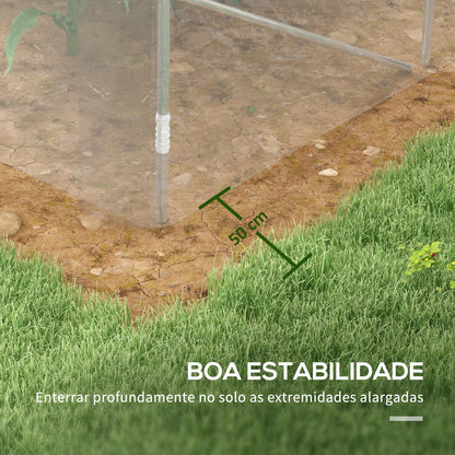 Outsunny Estufa de Túnel 4x3x2 m Estufa de Jardim com 2 Portas Estufa para Horticultura com Teto Arredondado para Cultivo de Plantas e Flores Transparente