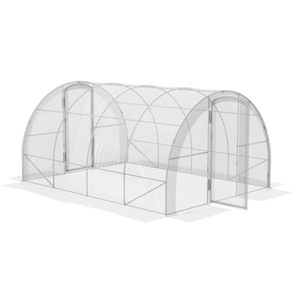 Outsunny Estufa de Túnel 4x3x2 m Estufa de Jardim com 2 Portas Estufa para Horticultura com Teto Arredondado para Cultivo de Plantas e Flores Transparente