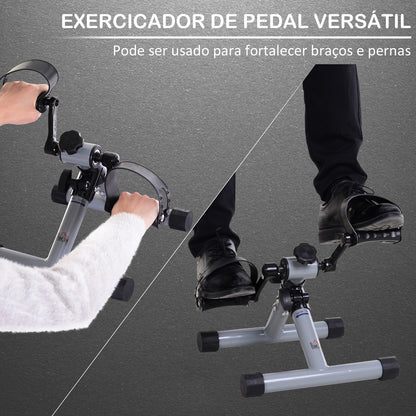 Mini bicicleta ergométrica dobrável com pedal de exercício com resistência ajustável para treinamento de pernas e braços 33x34x32 cm prata