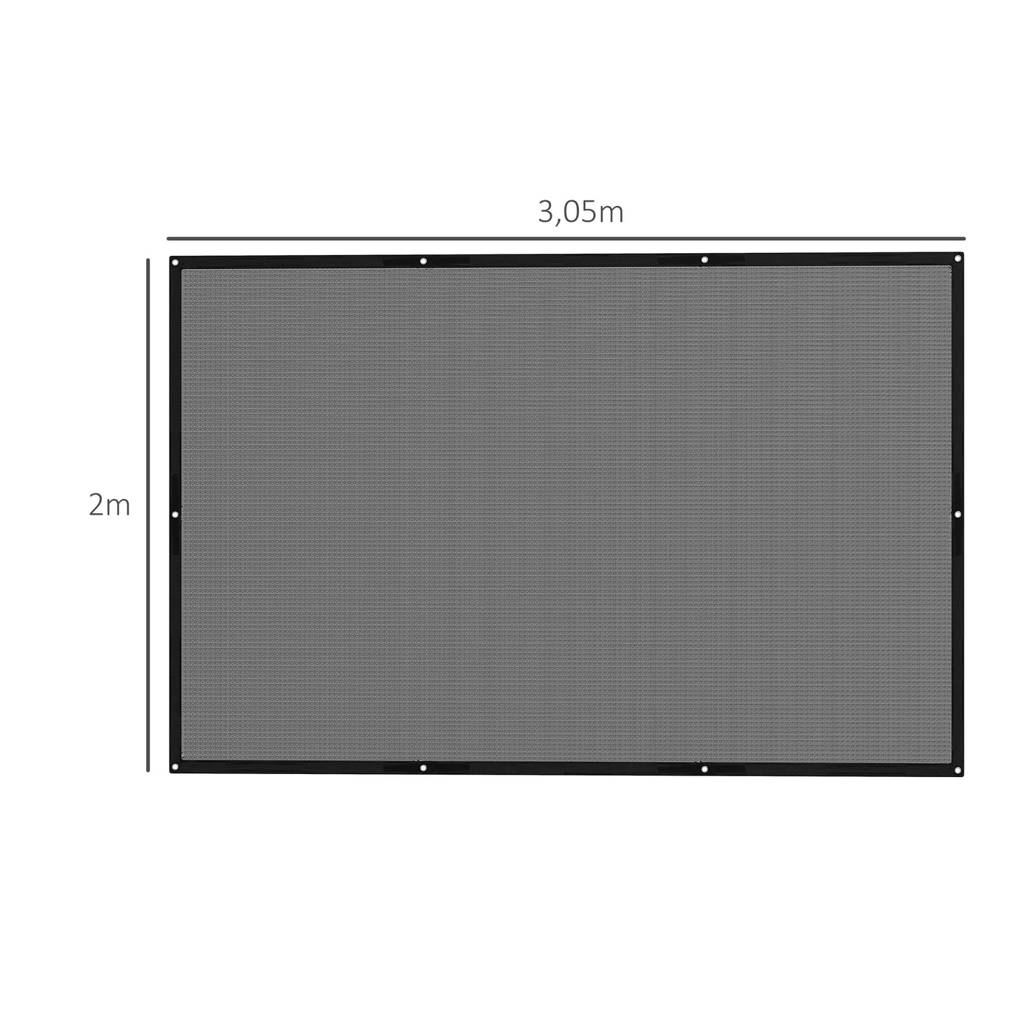 Outsunny Vela de Sombra Retangular 3x2 m Toldo Vela para Jardim Proteção Solar 65% Transpirável e Anticongelante para Pátio Terraço Varanda Preto