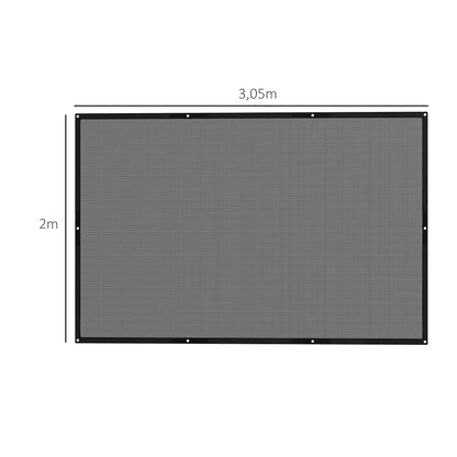 Outsunny Vela de Sombra Retangular 3x2 m Toldo Vela para Jardim Proteção Solar 65% Transpirável e Anticongelante para Pátio Terraço Varanda Preto