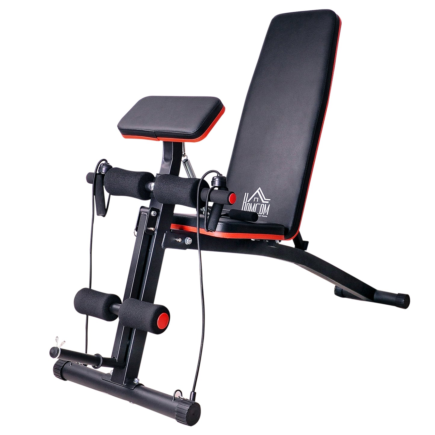 HOMCOM Banco de Pesos Dobrável e Inclinável Banco de Musculação Multifuncional para Treinamento Completo Máquina Fitness para Casa Academia 54x160x106cm Preto