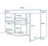 Aparador LUND com Luz LED - 150x83x40 cm - Branco e Preto Mate - Design Moderno