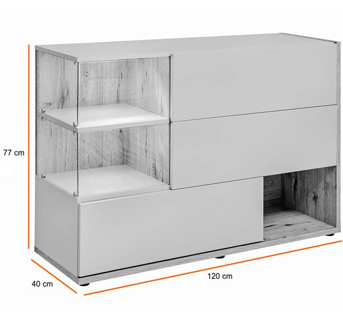 Aparador Lavise - Branco/Cinzento - Design Moderno