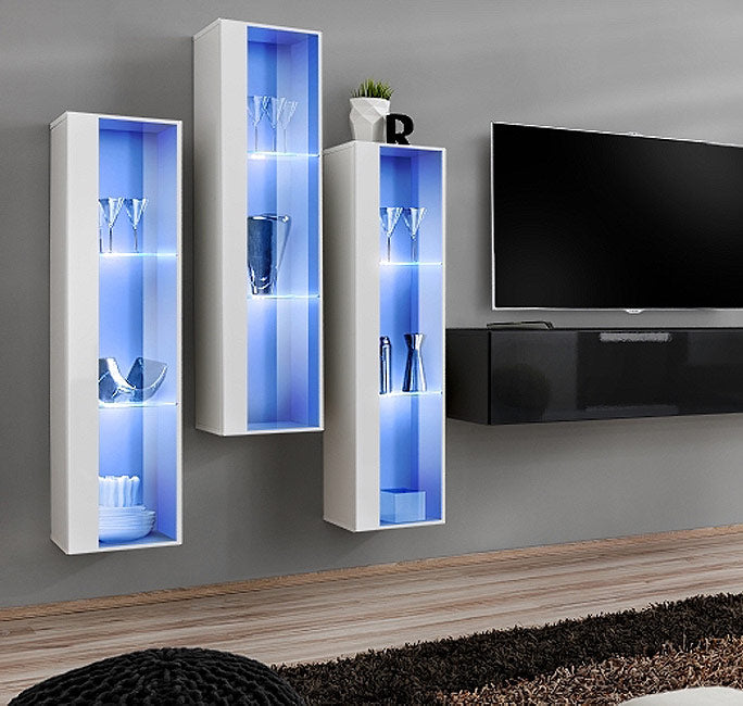 Mueble colgante modelo Baza LD 30x120 en color blanco con LED