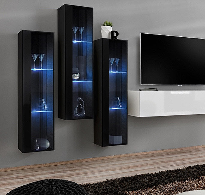 Mueble colgante modelo Baza LD 30x120 en color negro con LED